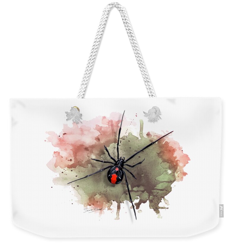 Art Weekender Tote Bag featuring the painting Australian Redback Spider by Simon Read
