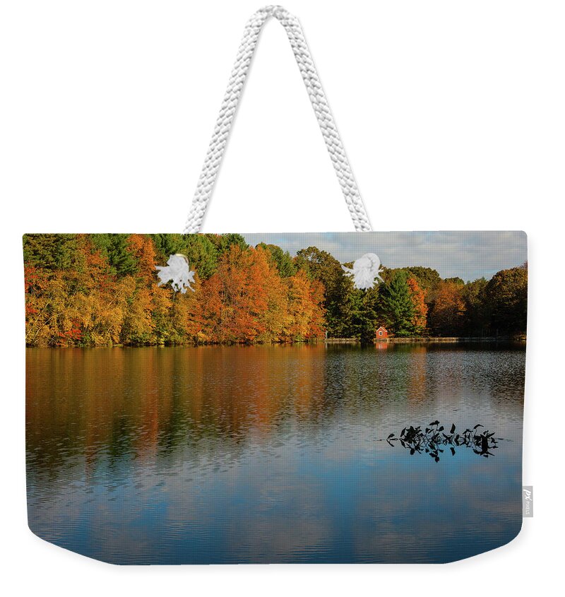 Autumn Weekender Tote Bag featuring the photograph Autumn at Hope Lake by Karol Livote