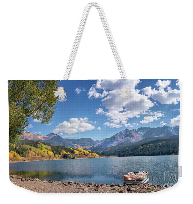 Autumn At Trout Lake Weekender Tote Bag featuring the photograph Autumn at Trout Lake by Priscilla Burgers