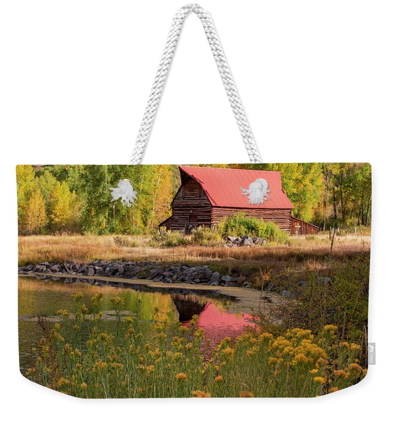 Barn Weekender Tote Bag featuring the photograph Autumn Barn by Aaron Spong