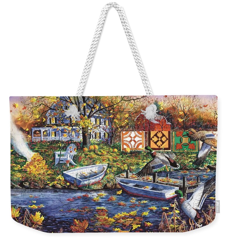 Autumn Landscape Weekender Tote Bag featuring the painting Autumn Blessings by Diane Phalen