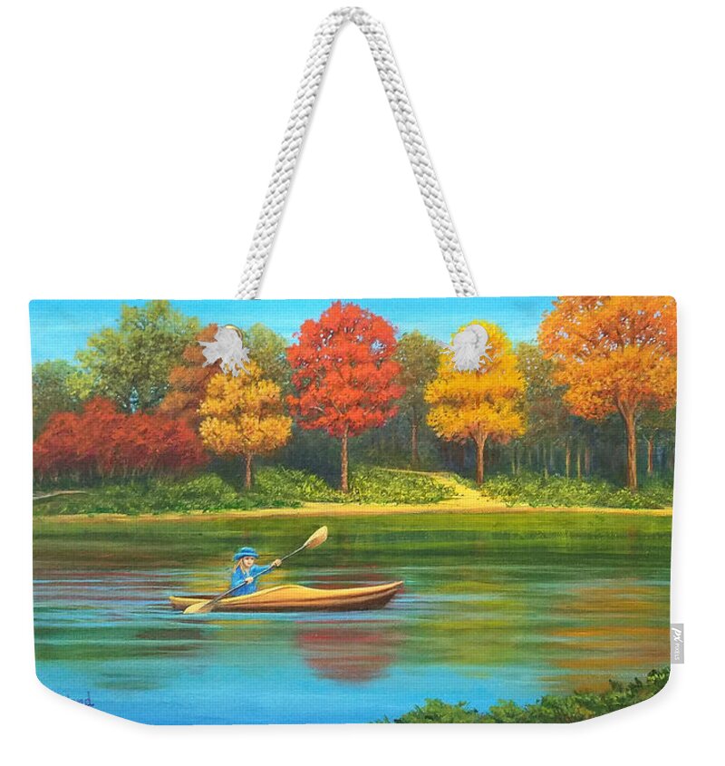 Autumn Weekender Tote Bag featuring the painting Autumn Crossing by Sarah Irland