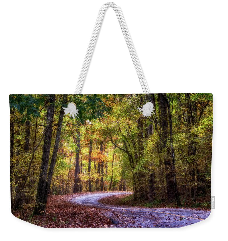 Autumn Weekender Tote Bag featuring the photograph Autumn Drive by Susan Rissi Tregoning