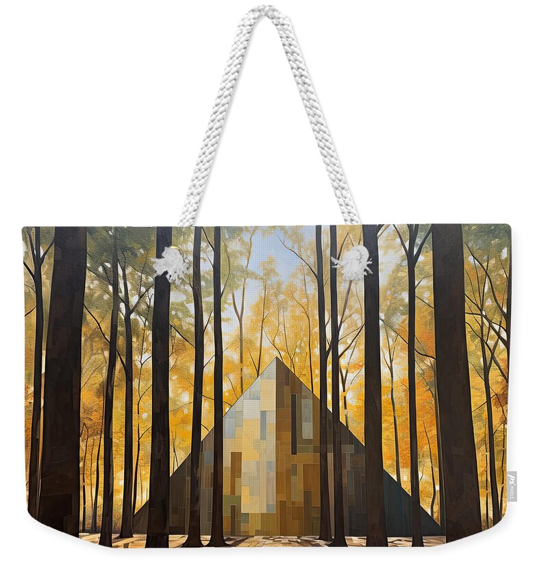 Modern Art Weekender Tote Bag featuring the painting Autumn Embrace - Autumn Modern Art by Lourry Legarde