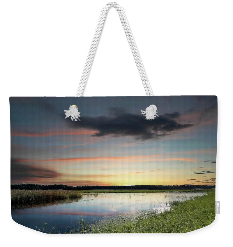 Photography Weekender Tote Bag featuring the photograph Autumn Fairytale About One Small Travelling Cloud Latvia by Aleksandrs Drozdovs
