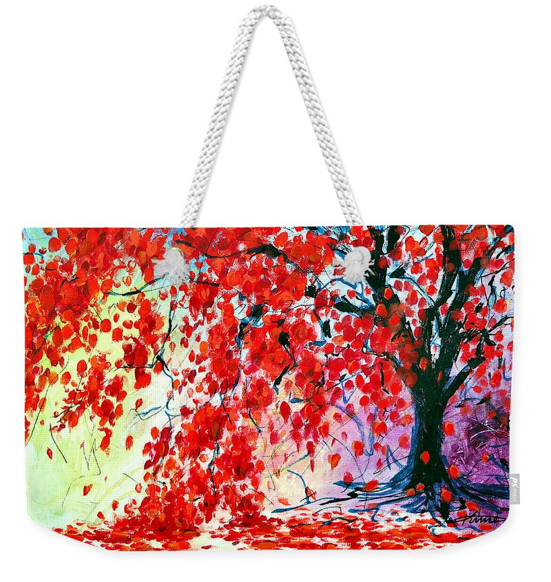 Autumn Hill Weekender Tote Bag featuring the painting Autumn Hill by Kume Bryant
