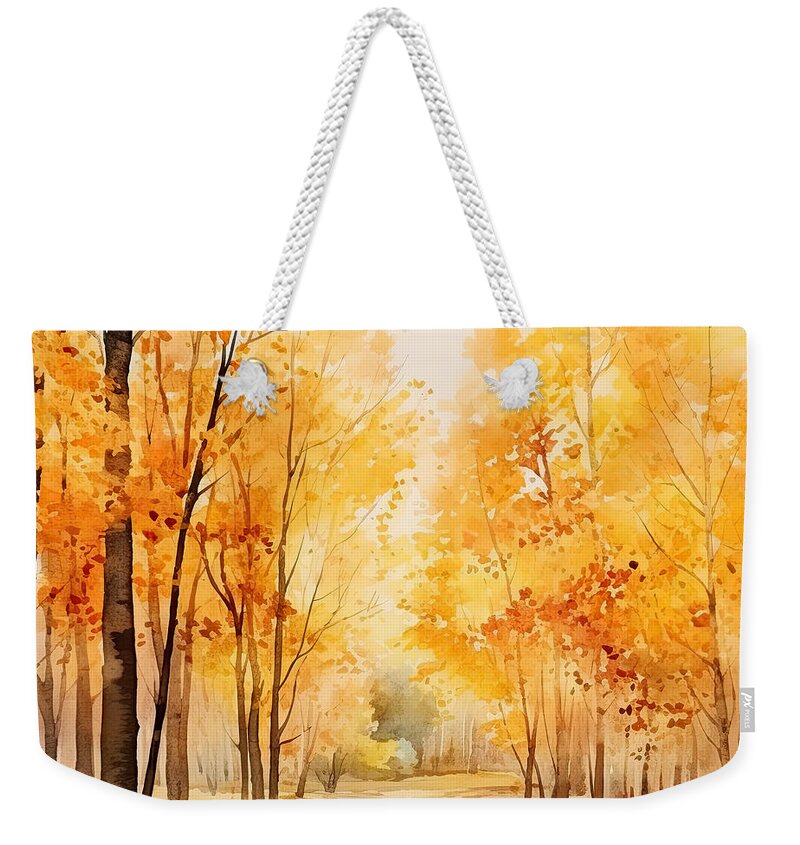 Autumn Watercolor Painting Weekender Tote Bag featuring the painting Autumn Impressionist - Four Seasons Art by Lourry Legarde