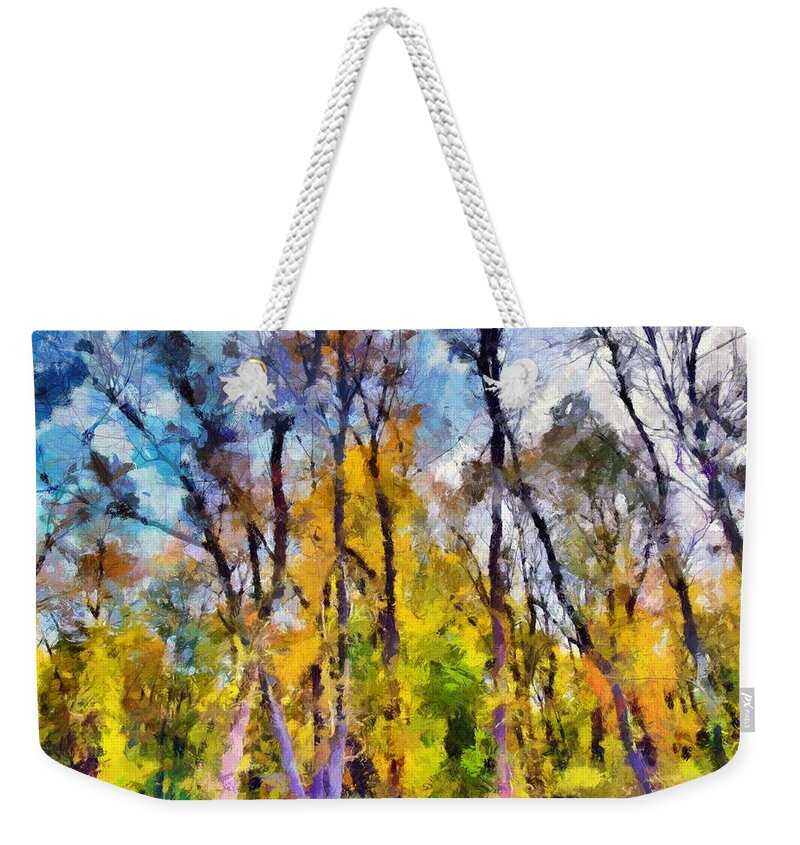 Trees Weekender Tote Bag featuring the mixed media Autumn in the Park by Christopher Reed