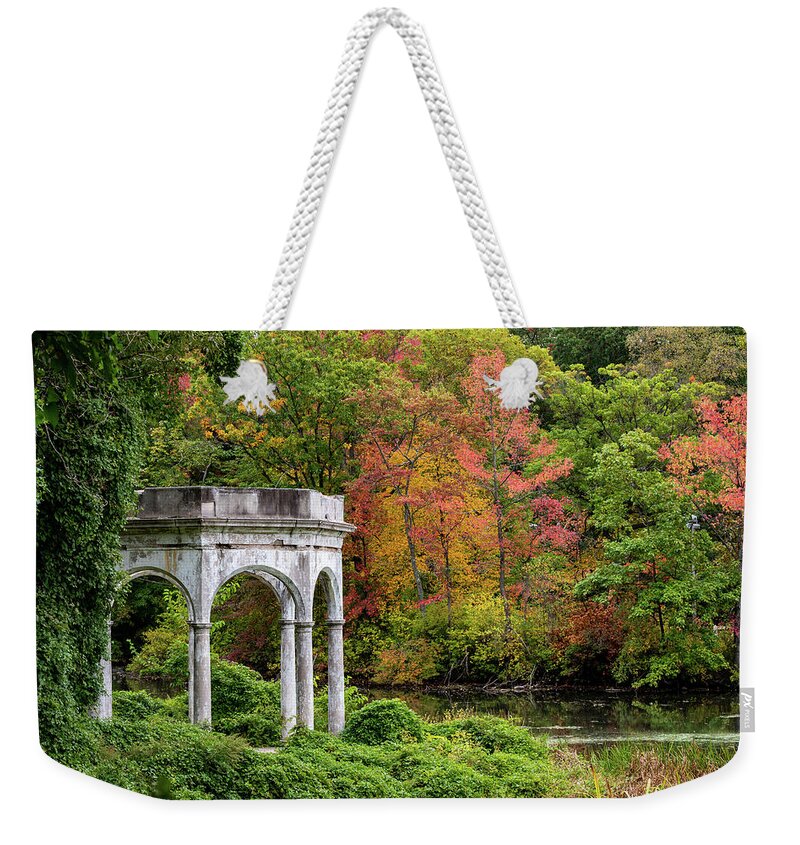 Autumn Weekender Tote Bag featuring the photograph Autumn in Tibbetts Brook Park 1 by Kevin Suttlehan