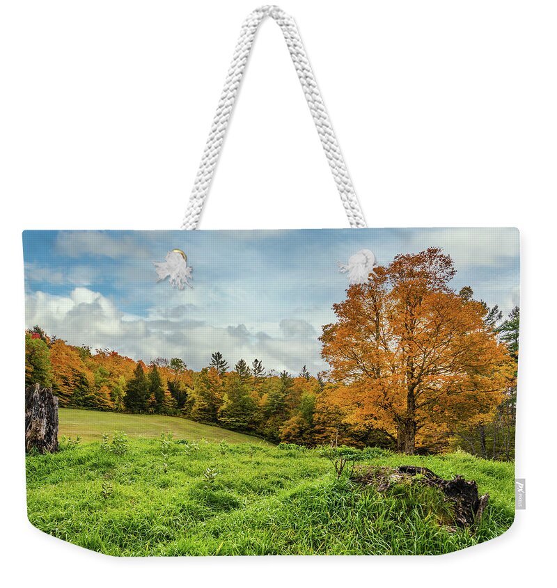 Fall Weekender Tote Bag featuring the photograph Autumn in Vermont in the Woodstock Countryside by Ron Long Ltd Photography