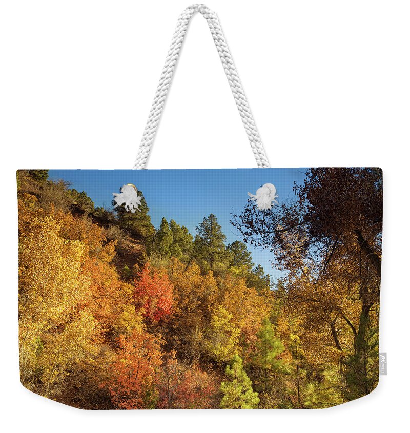 Kolob Canyon Weekender Tote Bag featuring the photograph Autumn in Zion by Kunal Mehra