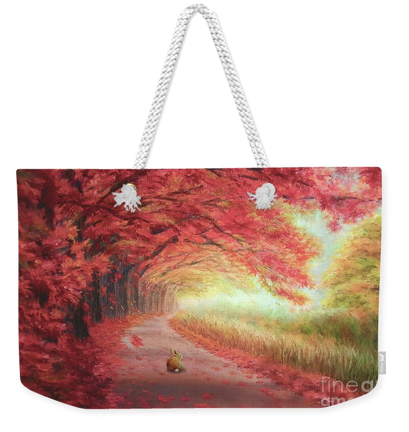 Autumn Weekender Tote Bag featuring the painting Autumn Journey by Yoonhee Ko