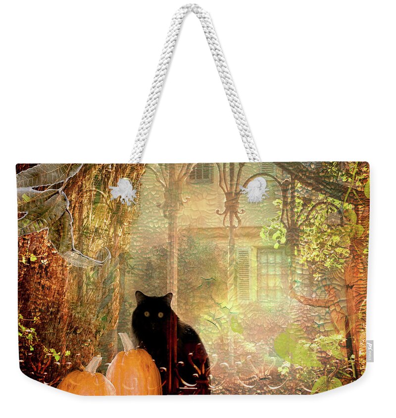 Décor Weekender Tote Bag featuring the digital art Autumn Kitty by Camille Lopez
