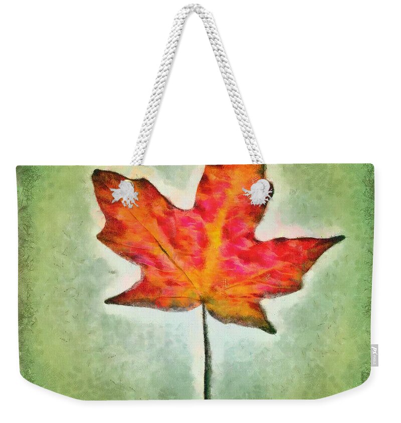 Leaf Weekender Tote Bag featuring the mixed media Autumn Leaf by Christopher Reed