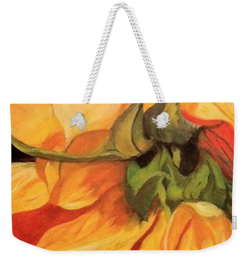 Sunflower Weekender Tote Bag featuring the painting Autumn memory by Juliette Becker