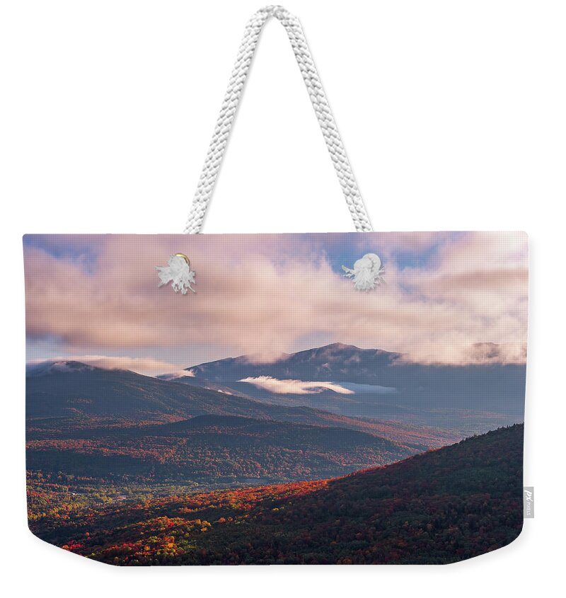 New Hampshire Weekender Tote Bag featuring the photograph Autumn Morning In The Zealand Valley by Jeff Sinon