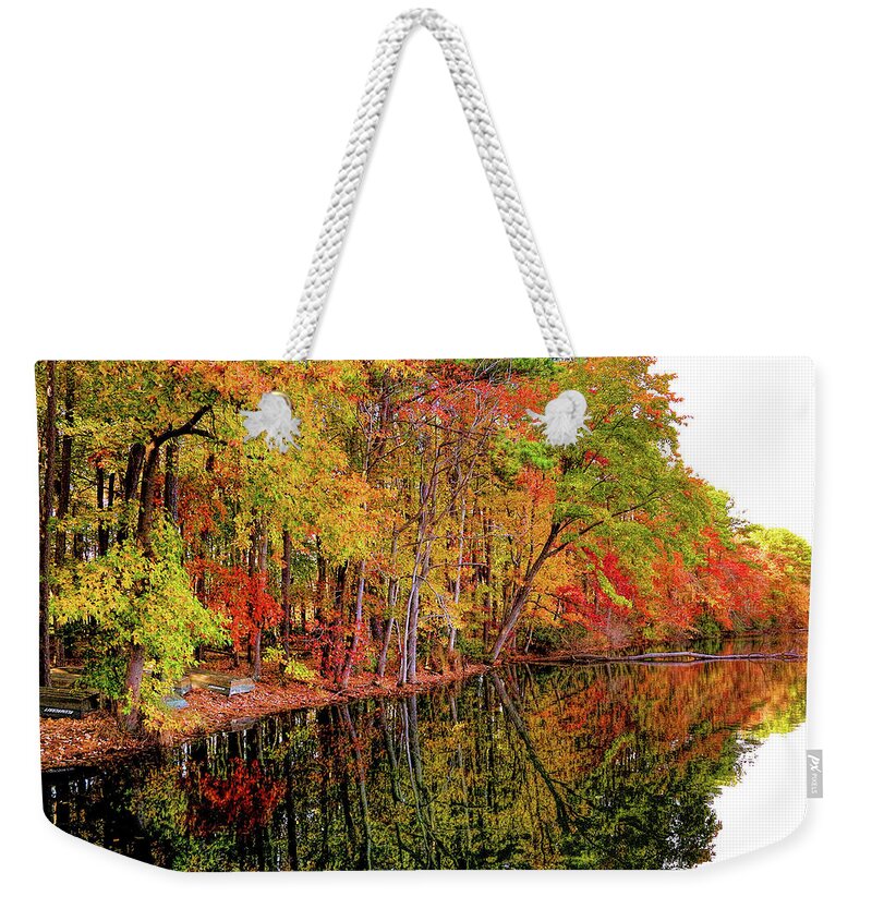 Leaves Weekender Tote Bag featuring the photograph Autumn Mosaic Patterns by Ola Allen