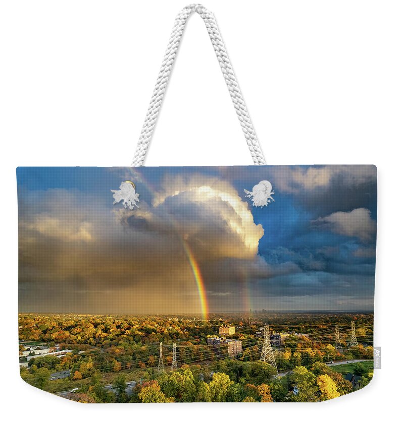 Bronxville Weekender Tote Bag featuring the photograph Autumn Rainbow by Kevin Suttlehan