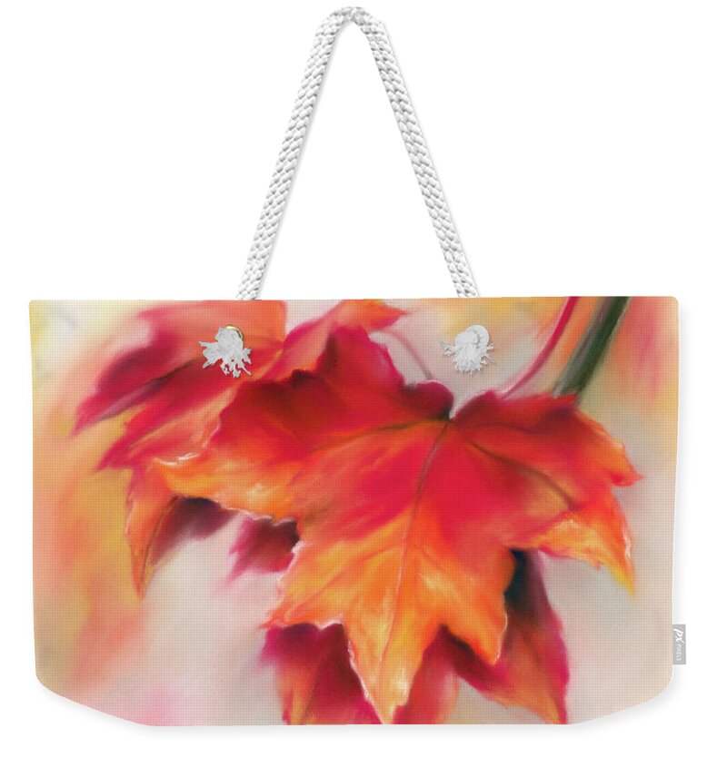Botanical Weekender Tote Bag featuring the painting Autumn Red Maple Leaves by MM Anderson