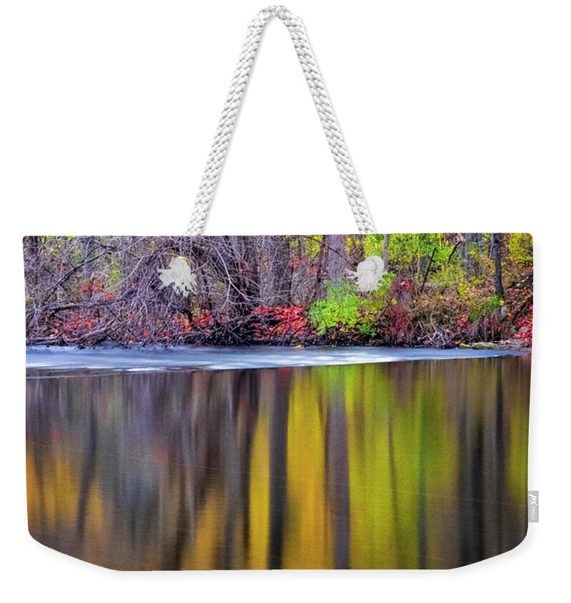 Lake Reflection Weekender Tote Bag featuring the photograph Autumn Reflection III by Tom Singleton