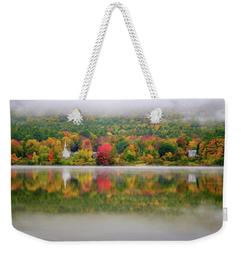 New Hampshire Weekender Tote Bag featuring the photograph Autumn Reflections, Eaton, NH. by Jeff Sinon