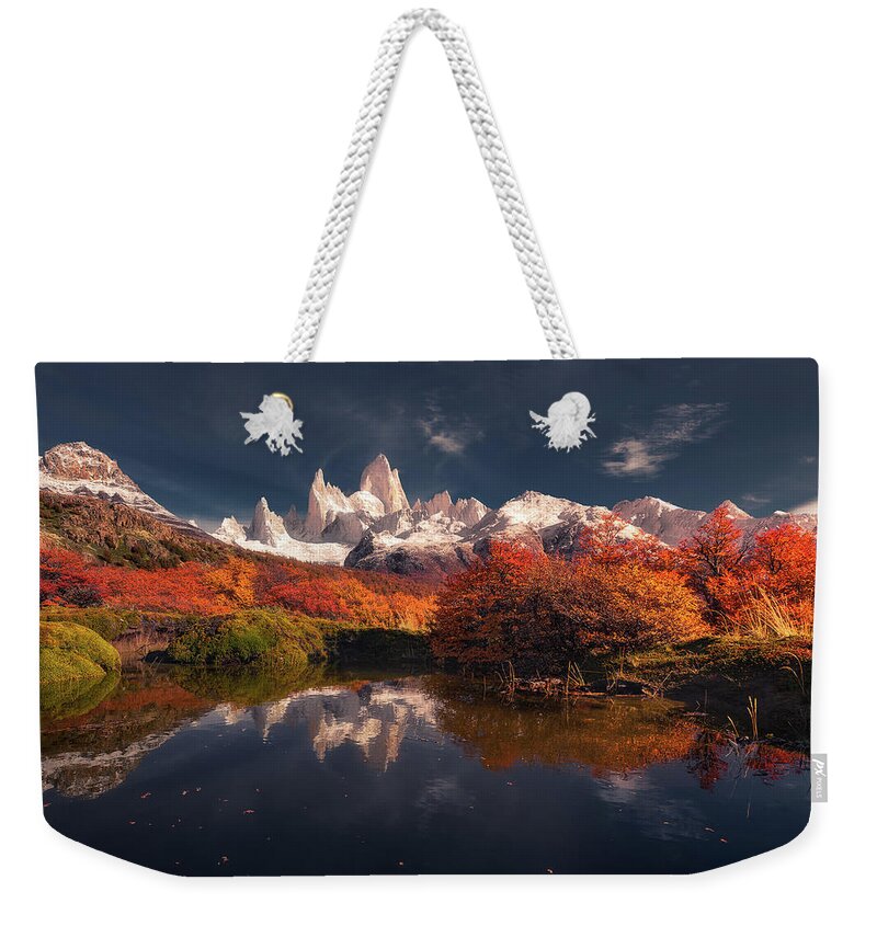Autumn Weekender Tote Bag featuring the photograph Autumn Reflections by Henry w Liu