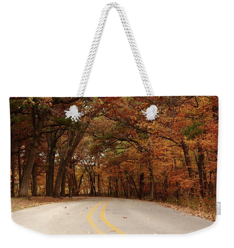 Fall Weekender Tote Bag featuring the photograph Autumn Road by Lens Art Photography By Larry Trager