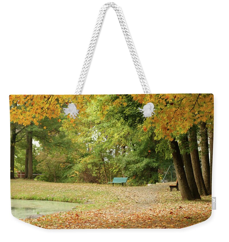 Autumn Weekender Tote Bag featuring the photograph Autumn Stroll by Laurie Lago Rispoli