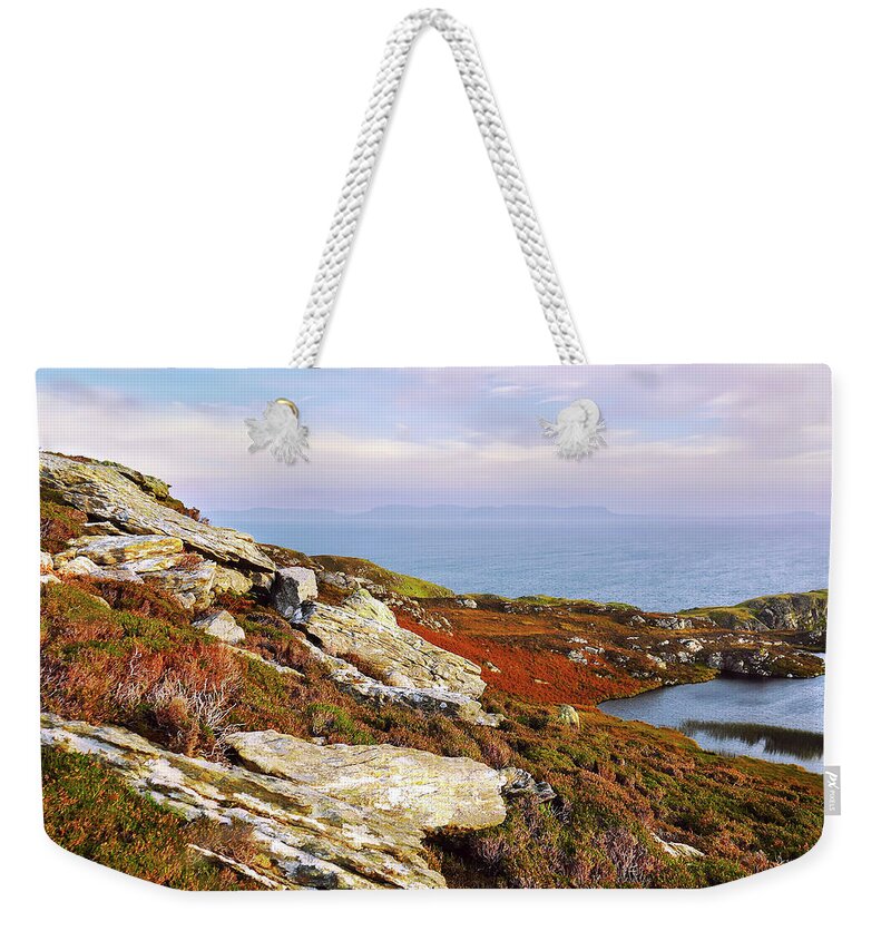 Slieve League Weekender Tote Bag featuring the photograph Autumn Sunset from Slieve League 3 by Lexa Harpell
