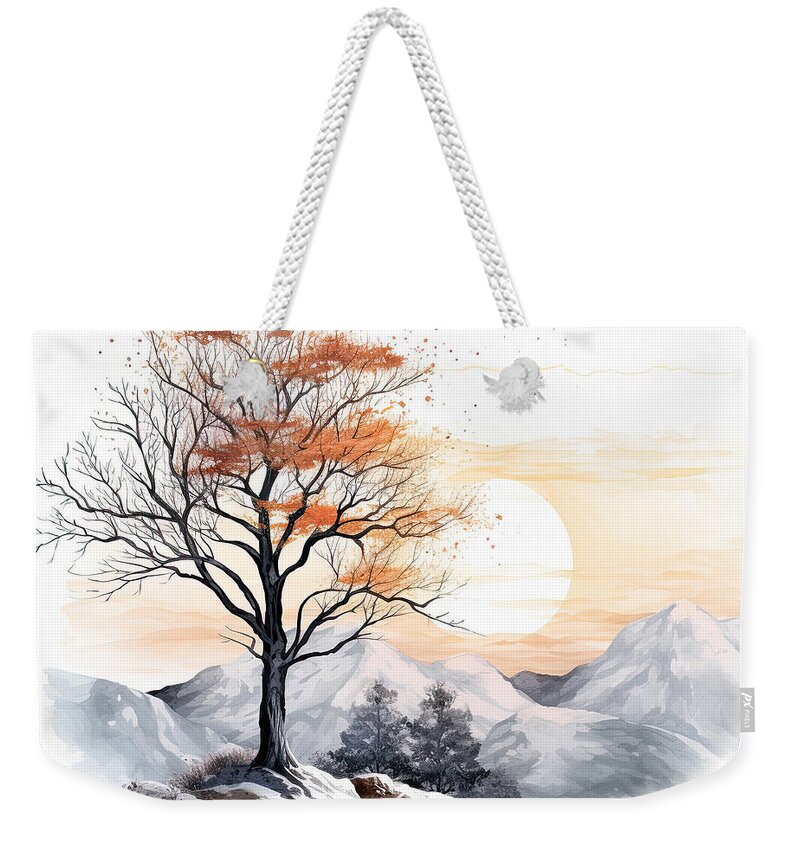 Four Seasons Weekender Tote Bag featuring the painting Autumn to Winter Art by Lourry Legarde