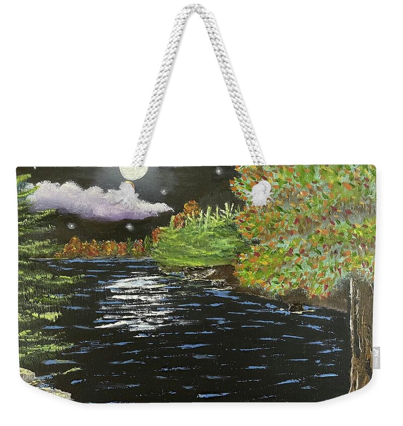Oil Painting Weekender Tote Bag featuring the painting Autumn Woods by Lisa White