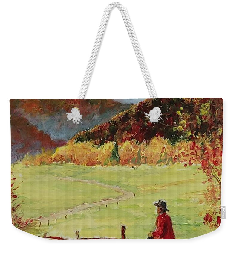 Autumn Weekender Tote Bag featuring the painting Autumn's Best Friend by ML McCormick
