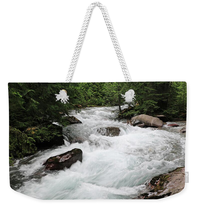 Avalanche Falls Weekender Tote Bag featuring the photograph Avalanche Creek - Glacier National Park by Richard Krebs