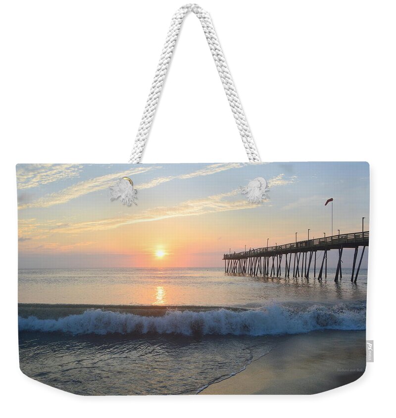 Obx Sunrise Weekender Tote Bag featuring the photograph Avalon Pier 7/13 by Barbara Ann Bell