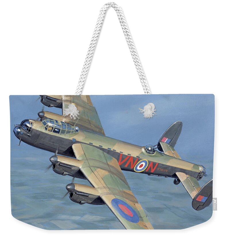 Aviation Weekender Tote Bag featuring the painting Avro Lancaster by Jack Fellows