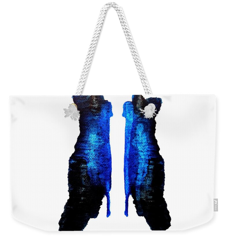 Abstract Weekender Tote Bag featuring the painting Azurite by Stephenie Zagorski