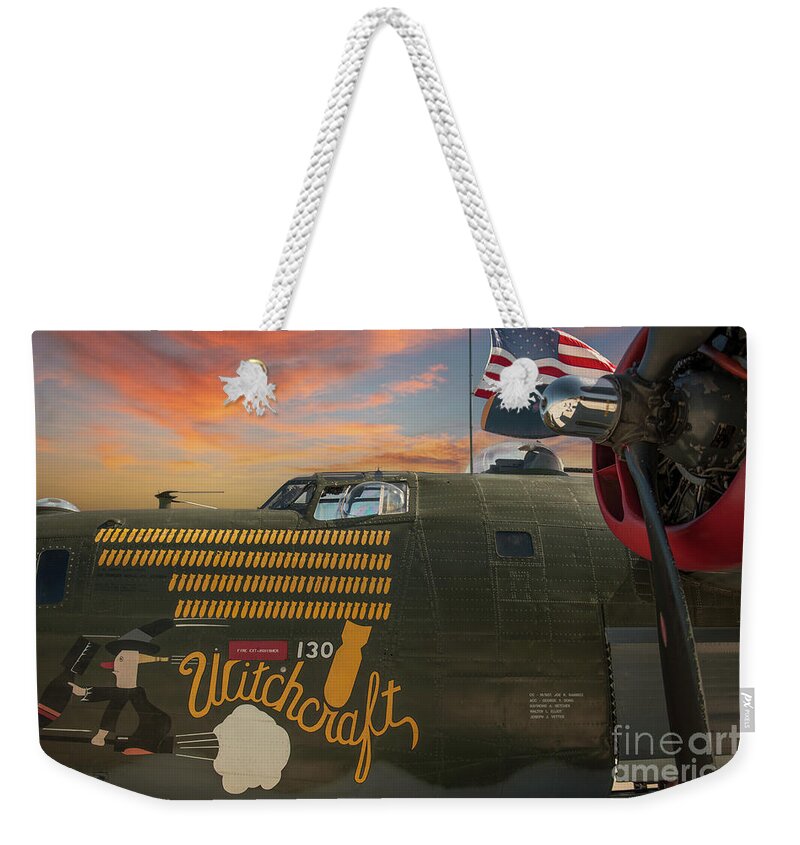 B-17g Flying Fortress Weekender Tote Bag featuring the photograph B-17G Flying Fortress World War II Bomber - Witchcraft by Dale Powell