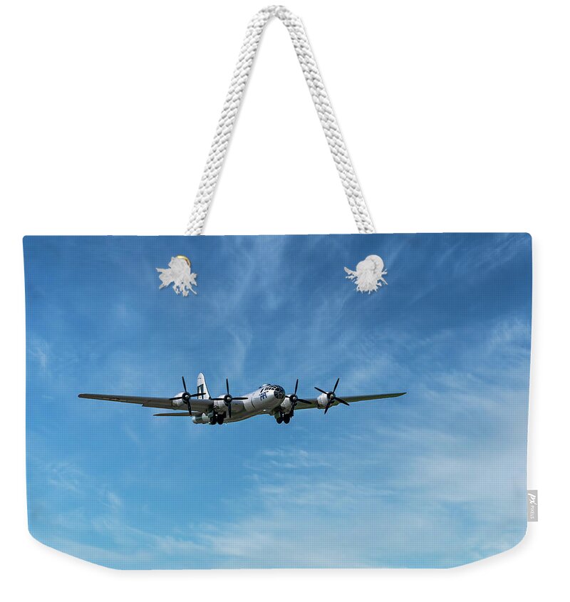 Sky Weekender Tote Bag featuring the photograph B-29 Superfortress-1 by John Kirkland