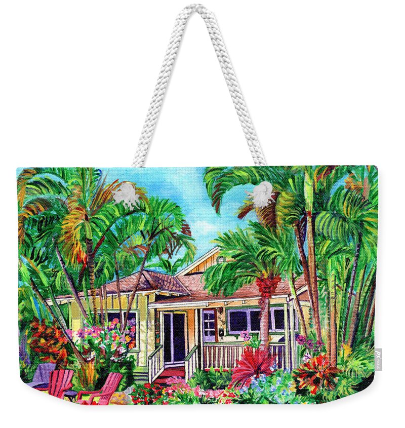 Kauai Art Weekender Tote Bag featuring the painting Baby Beach Bungalow 2 by Marionette Taboniar