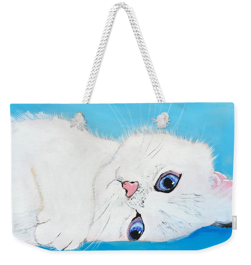Pets Weekender Tote Bag featuring the painting Baby Blue Eyes by Kathie Camara