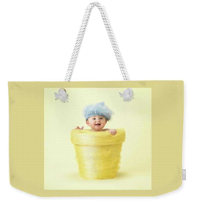 Flowerpot Weekender Tote Bag featuring the photograph Baby Boy Flower Pot by Anne Geddes