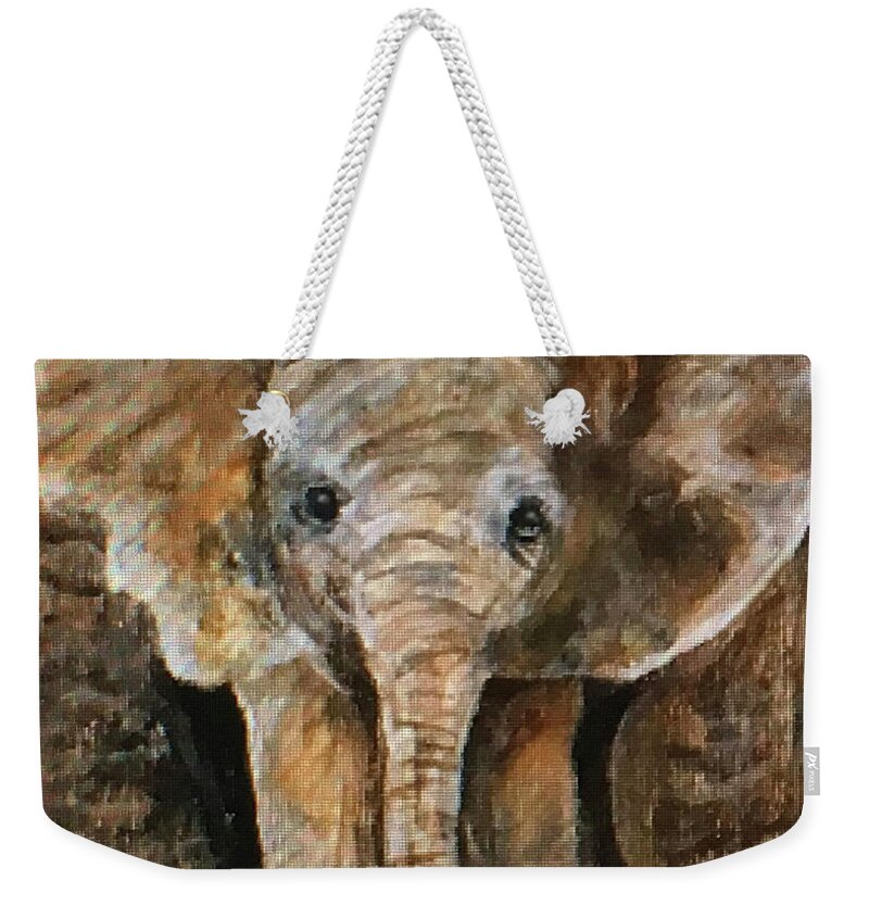 Art Weekender Tote Bag featuring the painting Baby Elephant by Tammy Pool