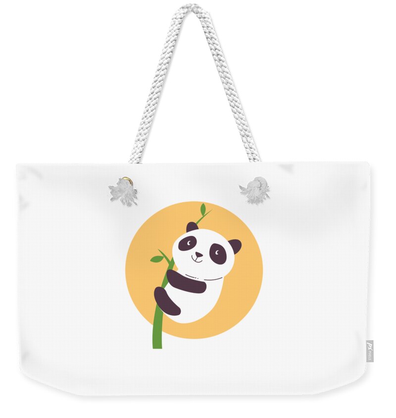Adorable Weekender Tote Bag featuring the digital art Baby Panda Hugging an Eucalyptus Plant by Jacob Zelazny