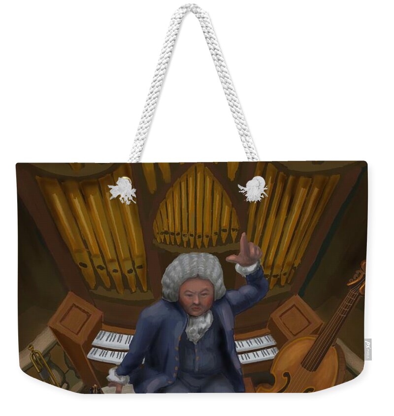 Bach Organ Music Weekender Tote Bag featuring the digital art Bach Lecture by Don Morgan