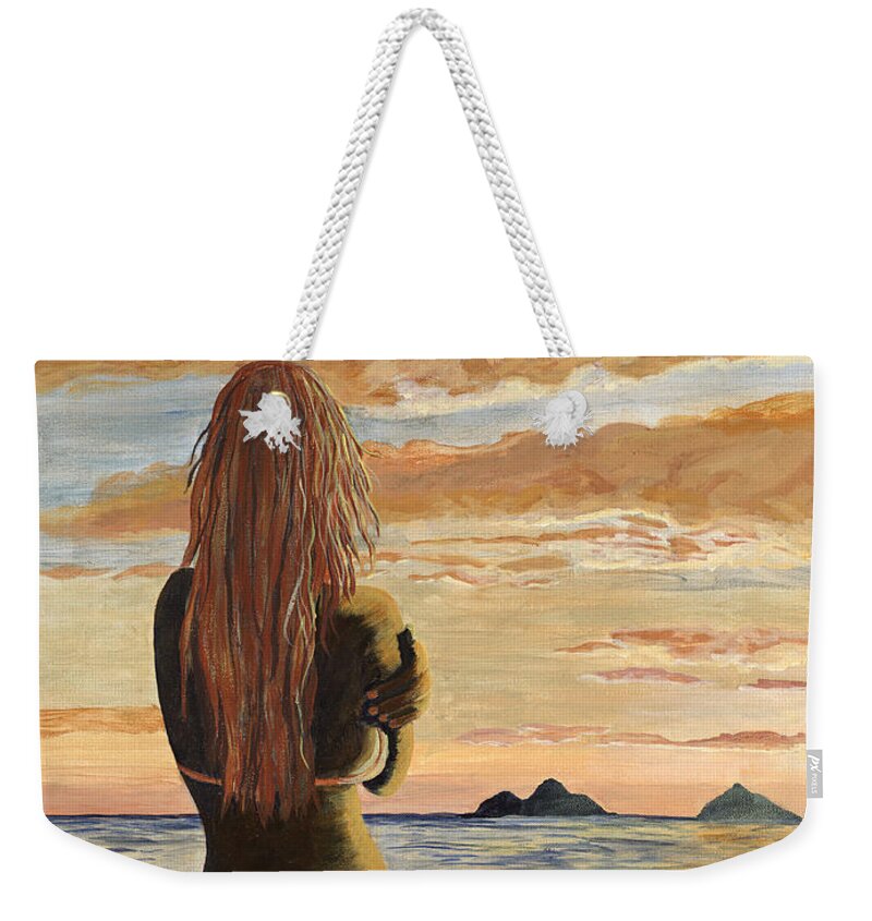 Hawaii Weekender Tote Bag featuring the painting Back to Lanikai by Megan Collins