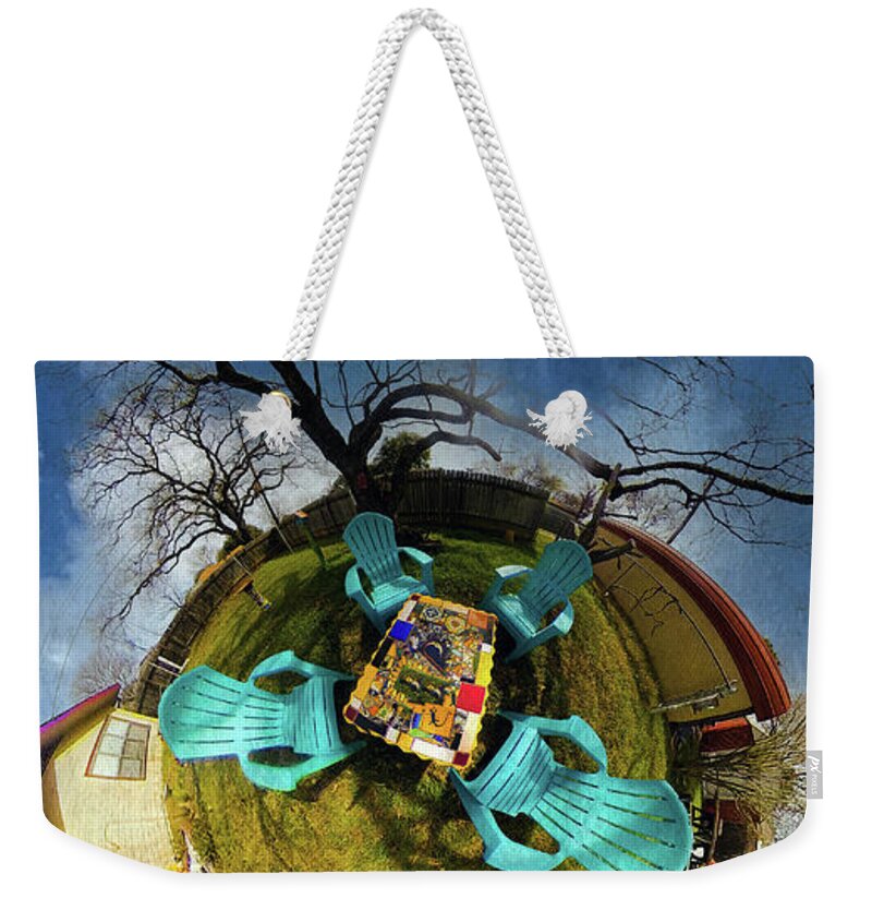 360° Weekender Tote Bag featuring the digital art Backyard Flight by Joe Houde