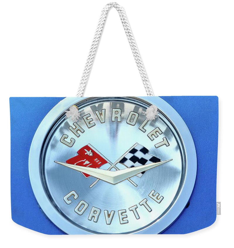 Corvette Weekender Tote Bag featuring the photograph Badge of Distinction by Lens Art Photography By Larry Trager