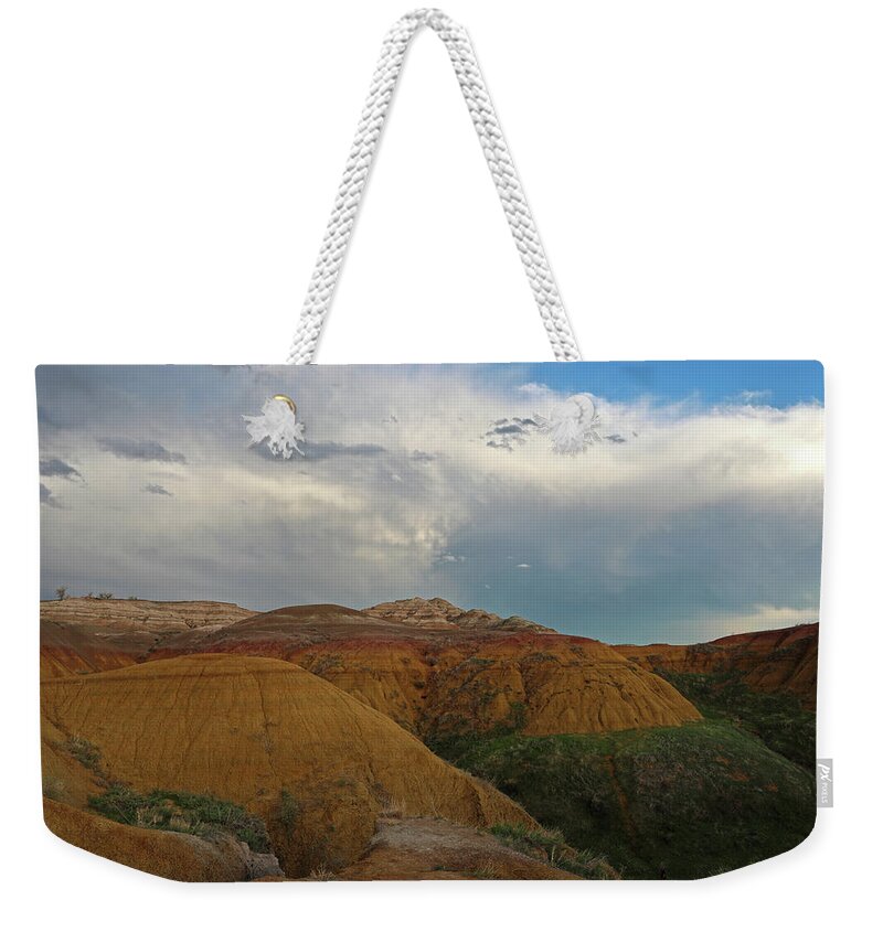 Badlands Yellow Mounds Weekender Tote Bag featuring the photograph Badlands Yellow Mounds by Dan Sproul