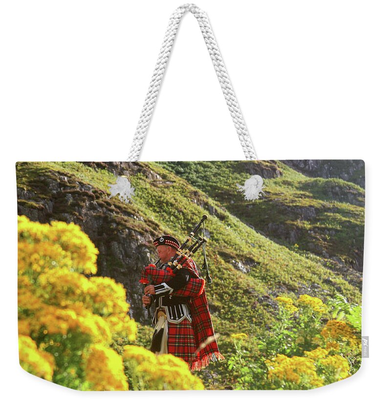 Bagpipes Weekender Tote Bag featuring the photograph Bag Pipes on Skye by Gene Taylor