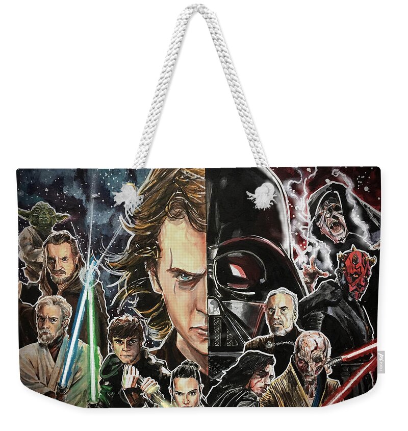 Star Wars Weekender Tote Bag featuring the painting Balance of the Force by Joel Tesch